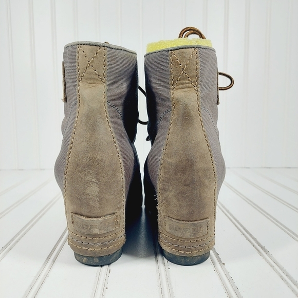 Sorel Gary Tan 1964 Premium Wedge Lace Up Ankle Boots I183 - Picture 6 of 12